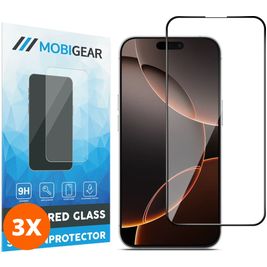 Mobigear Premium iPhone 16 Pro Max Verre trempé Protection d'écran - Compatible Coque - Noir (Lot de 3)