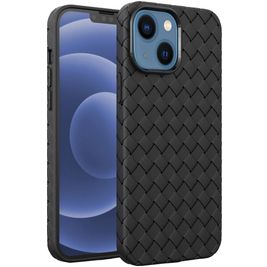 Mobigear Woven Coque iPhone 14 Plus Coque arrière en TPU Souple - Noir