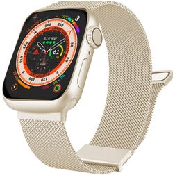 Mobigear Luxury Loop Bracelet Milanais Apple Watch Fermeture magnétique - 49/46/45/44 mm - Lumière stellaire
