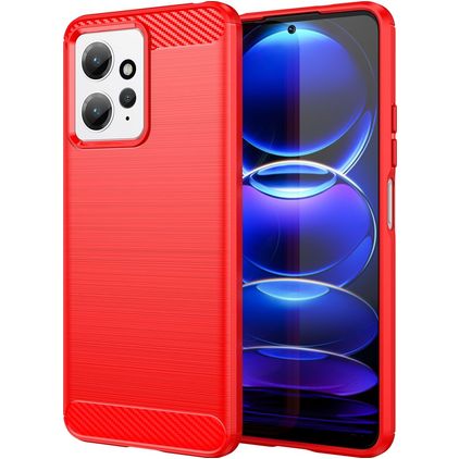 Mobigear Brushed Coque Xiaomi Redmi Note 12 Coque arrière en TPU Souple - Rouge