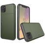 Mobigear Card Coque iPhone 11 Coque arrière Rigide Anti-Chocs avec Porte-Cartes - Vert armée