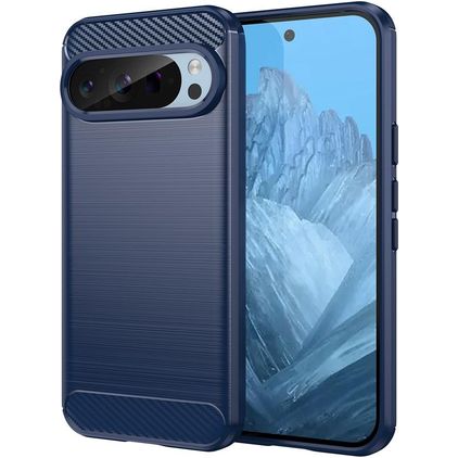 Mobigear Brushed Slim Coque Google Pixel 9 Pro Coque arrière en TPU Souple - Bleu