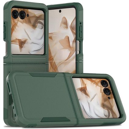 Mobigear Heavy Armor Motorola Razr 50 Plastique rigide Coque arrière Antichoc - Vert foncé