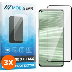 Mobigear Premium Realme GT2 Pro Verre trempé Protection d'écran - Compatible Coque - Noir (Lot de 3)