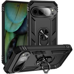 Mobigear Armor Ring Google Pixel 9 Plastique rigide Coque arrière Antichoc avec bague de maintien - Noir