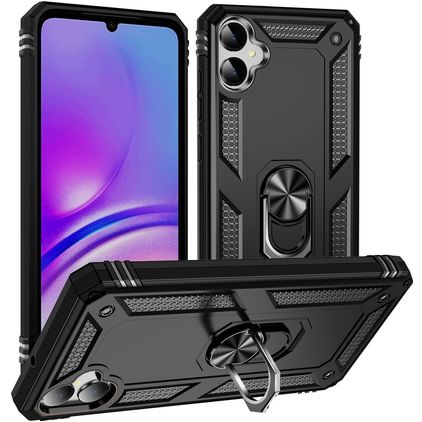 Mobigear Armor Ring Coque Samsung Galaxy A05 Coque arrière Rigide Anti-Chocs avec Anneau-Support - Noir
