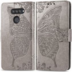 Mobigear Butterfly Housse LG K50s Etui Porte-Monnaie - Gris