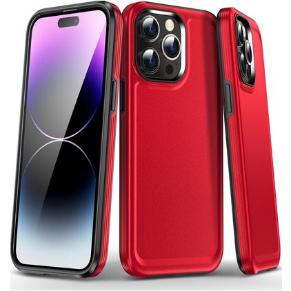 Mobigear Slim Armor iPhone 15 Pro Max Plastique rigide Coque arrière Antichoc - Rouge