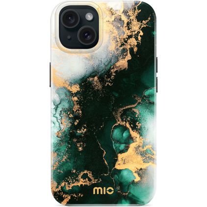 MIO Coque iPhone 15 MagSafe Coque arrière Rigide - Green Marble