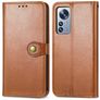Mobigear Snap Button Housse Xiaomi 12 Pro Etui Porte-Monnaie - Marron