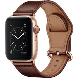 Mobigear Venezia Bracelet Cuir pour Apple Watch Fermeture boucle ardillon - 42/41/40/38 mm - Marron