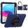 Mobigear SureGrip Coque iPad 10 (2022) Coque Arrière Rigide Antichoc + Porte-crayon + Bandoulière + Support Amovible - Noir / Bleu
