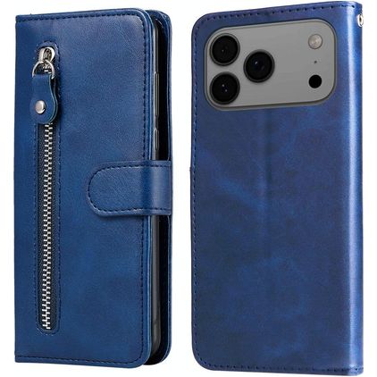 Mobigear Zipper Housse iPhone 17 Pro Max Etui Porte-Monnaie - Bleu