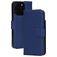 Mobiparts Wallet Housse iPhone 16 Pro MagSafe Etui en Cuir Véritable Porte-Monnaie - Bleu