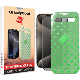 GrizzlyCoat Easy Align AntiSpy iPhone 15 Pro Verre trempé Protection d'écran Confidentialité - Compatible Coque + Cadre d'installation - Noir