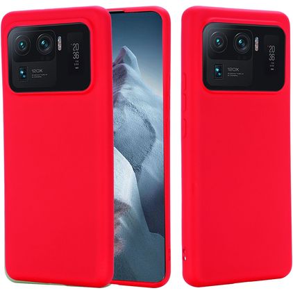 Mobigear Rubber Touch Xiaomi Mi 11 Ultra Silicone Coque arrière - Rouge