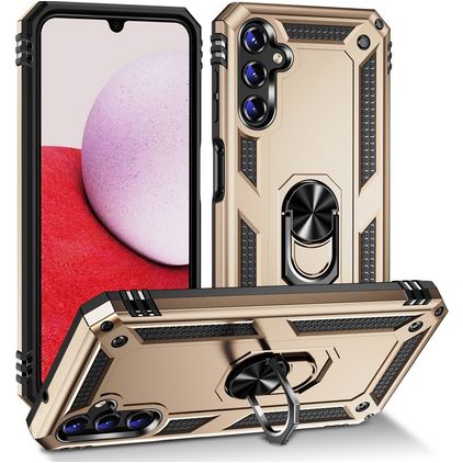 Mobigear Armor Ring Coque Samsung Galaxy A14 Coque arrière Rigide Anti-Chocs avec Anneau-Support - Or