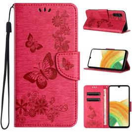 Mobigear Butterfly Housse Samsung Galaxy A35 Etui Porte-Monnaie - Rouge