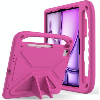 Mobigear AeroArmor Coque iPad Air 13 Pouces (2024) Coque de tablette pour enfants avec Poignée Enfants en EVA + Porte-crayon - Rouge