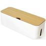 Mobigear CableBox Organisateur de Câbles en Bois - Blanc / Marron