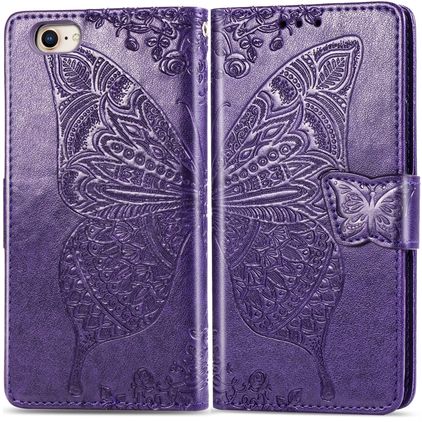 Mobigear Butterfly Housse iPhone SE (2022) Etui Porte-Monnaie - Violet
