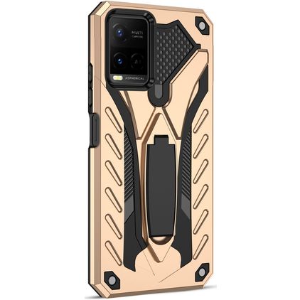 Mobigear Armor Stand Coque Vivo Y33s Coque arrière Rigide Anti-Chocs avec Support Amovible - Or