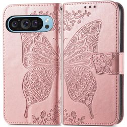 Mobigear Butterfly Housse Google Pixel 10 Etui Porte-Monnaie - Rose doré