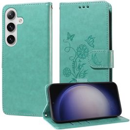 Mobigear Flowers Housse Samsung Galaxy S25 Plus Etui Porte-Monnaie - Vert