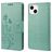 Mobigear Flowers Housse iPhone 14 Etui Porte-Monnaie - Vert
