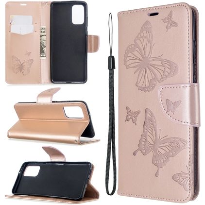 Mobigear Butterfly Housse Samsung Galaxy S20 Plus Etui Porte-Monnaie - Rose doré