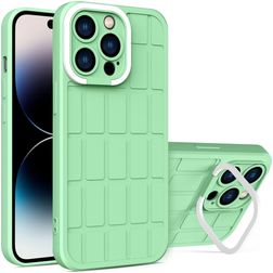 Mobigear Cube Coque iPhone 14 Pro Coque arrière Rigide avec Support Amovible - Vert