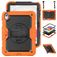 Mobigear SureGrip Xtreme Coque iPad 10 (2022) Coque arrière en Plastique rigide,Silicone + Bandoulière + Support Amovible - Noir / Orange