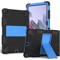 Mobigear ShieldStand Coque Samsung Galaxy Tab A8 10.5 (2021) Coque arrière en Plastique rigide,Silicone + Support Amovible - Noir / Bleu