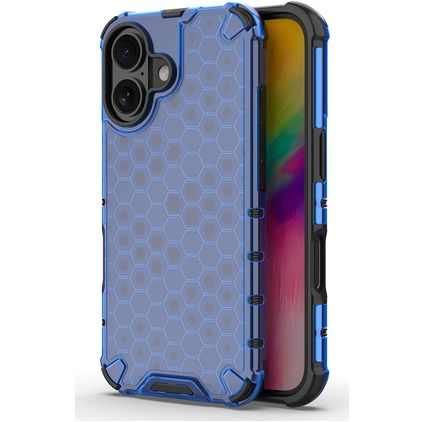 Mobigear Honeycomb Coque iPhone 16 Plus Coque arrière Rigide Anti-Chocs - Bleu