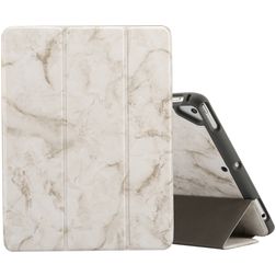 Mobigear Tri-Fold Marble Coque iPad 6 (2018) Etui + Porte-crayon - Blanc