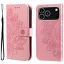 Mobigear Flowers Housse iPhone 17 Pro Etui Porte-Monnaie - Rose doré