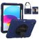 Mobigear SureGrip Coque iPad 11 (2025) Coque arrière en Plastique rigide,Silicone + Porte-crayon + Bandoulière + Support Amovible - Noir / Bleu
