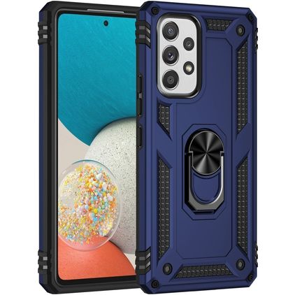 Mobigear Armor Ring Coque Samsung Galaxy A53 Coque arrière Rigide Anti-Chocs avec Anneau-Support - Bleu