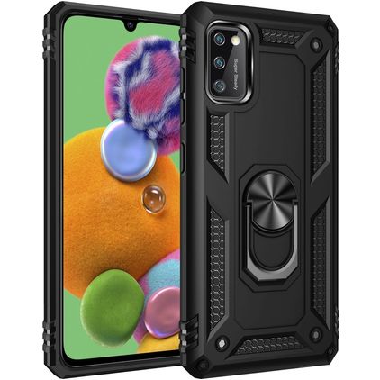 Mobigear Armor Ring Coque Samsung Galaxy A41 Coque arrière Rigide Anti-Chocs avec Anneau-Support - Noir