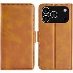 Mobigear Slim Magnet Housse iPhone 17 Pro Etui Porte-Monnaie - Cognac