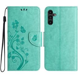 Mobigear Flowers Housse Samsung Galaxy A56 Etui Porte-Monnaie - Vert