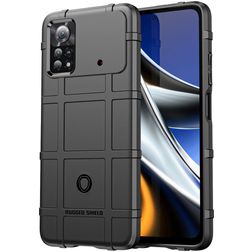 Mobigear Rugged Shield POCO X4 Pro 5G TPU souple Coque arrière Antichoc - Noir