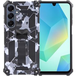 Mobigear Armor Stand Coque Samsung Galaxy A16 Coque arrière Rigide Anti-Chocs avec Support Amovible - Gris