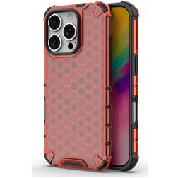 Mobigear Honeycomb Coque iPhone 16 Pro Coque arrière Rigide Anti-Chocs - Rouge