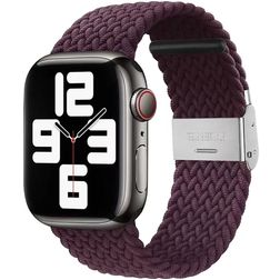 Mobigear Braided Bracelet Nylon Apple Watch Fermeture à pince - 42/41/40/38 mm - Bordeaux