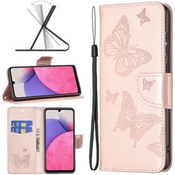 Mobigear Butterfly Housse Samsung Galaxy A33 Etui Porte-Monnaie - Rose doré