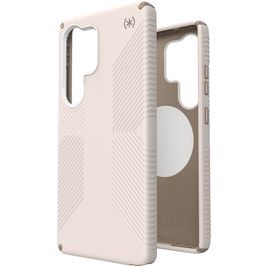 Speck Presidio2 Grip Magnet Coque Samsung Galaxy S25 Ultra MagSafe Coque arrière Rigide Anti-Chocs - Bleached Bone