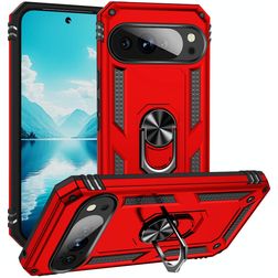 Mobigear Armor Ring Coque Google Pixel 10 Pro XL Coque arrière Rigide Anti-Chocs avec Anneau-Support - Rouge