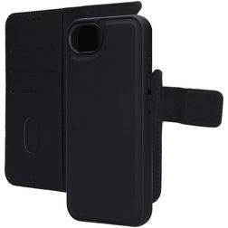 Mobiparts Housse iPhone 16e Etui avec Coque Détachable en Cuir Véritable Porte-Monnaie - Noir