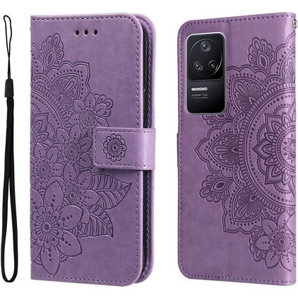 Mobigear Flowers Housse POCO F4 Etui Porte-Monnaie - Violet